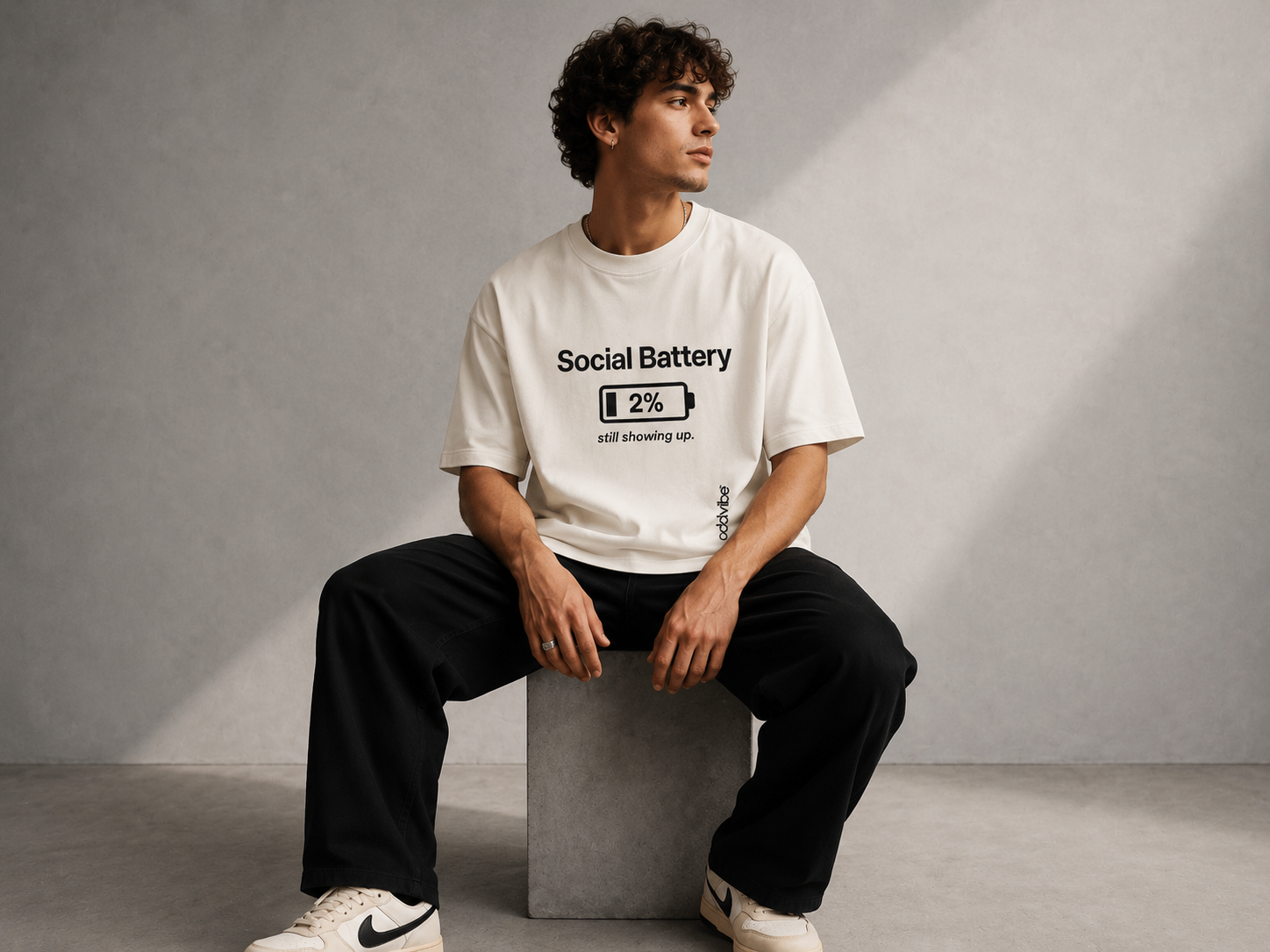 Social Battery 2% Heavyweight Cotton Oversized T-Shirt