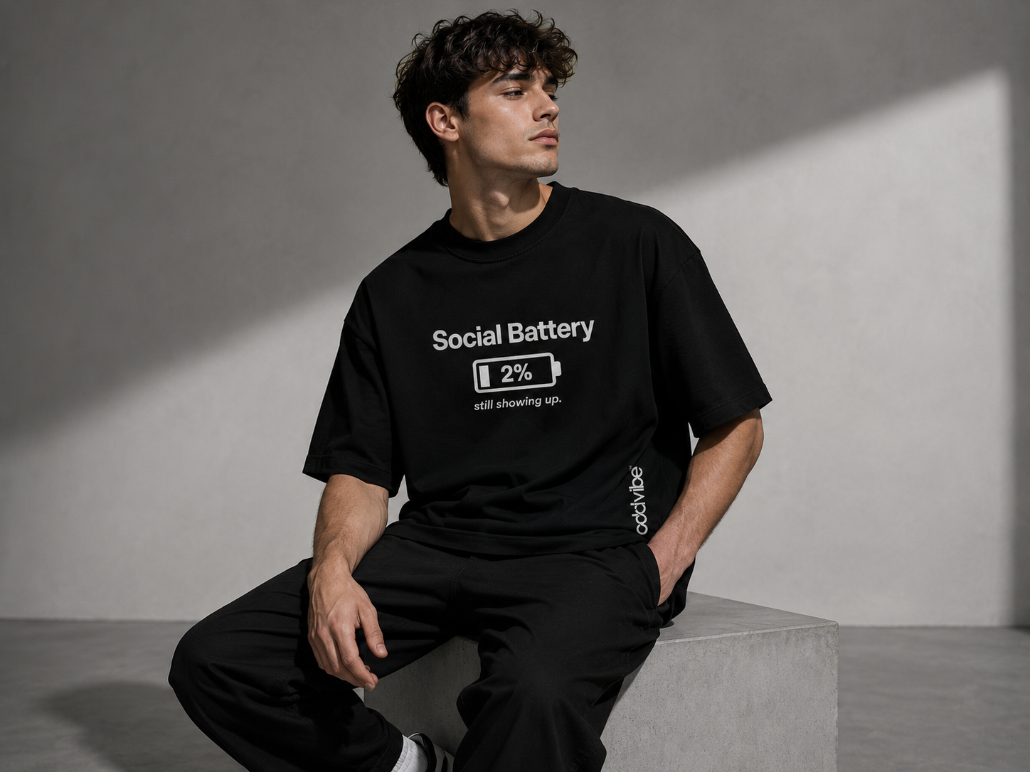 Social Battery 2% Heavyweight Cotton Oversized T-Shirt