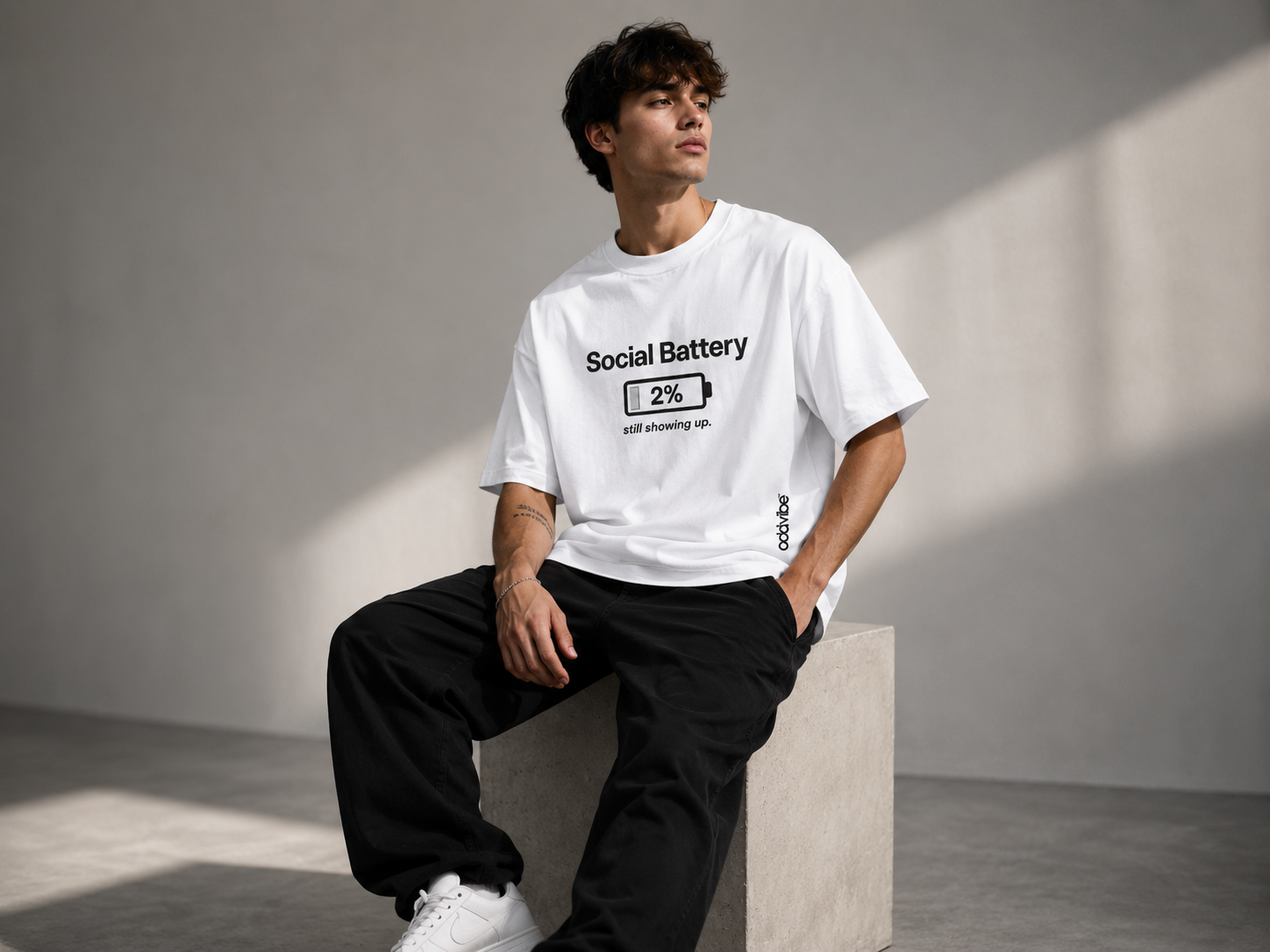 Social Battery 2% Heavyweight Cotton Oversized T-Shirt