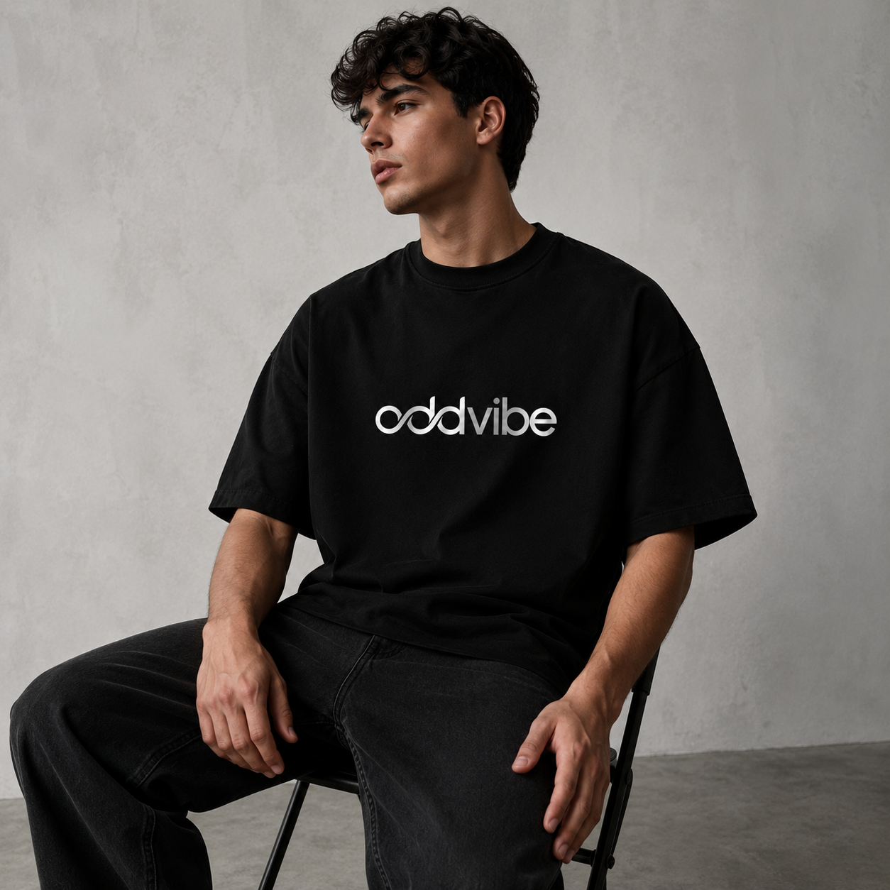 ODDVIBE Official logo Heavyweight Cotton Oversized T-Shirt