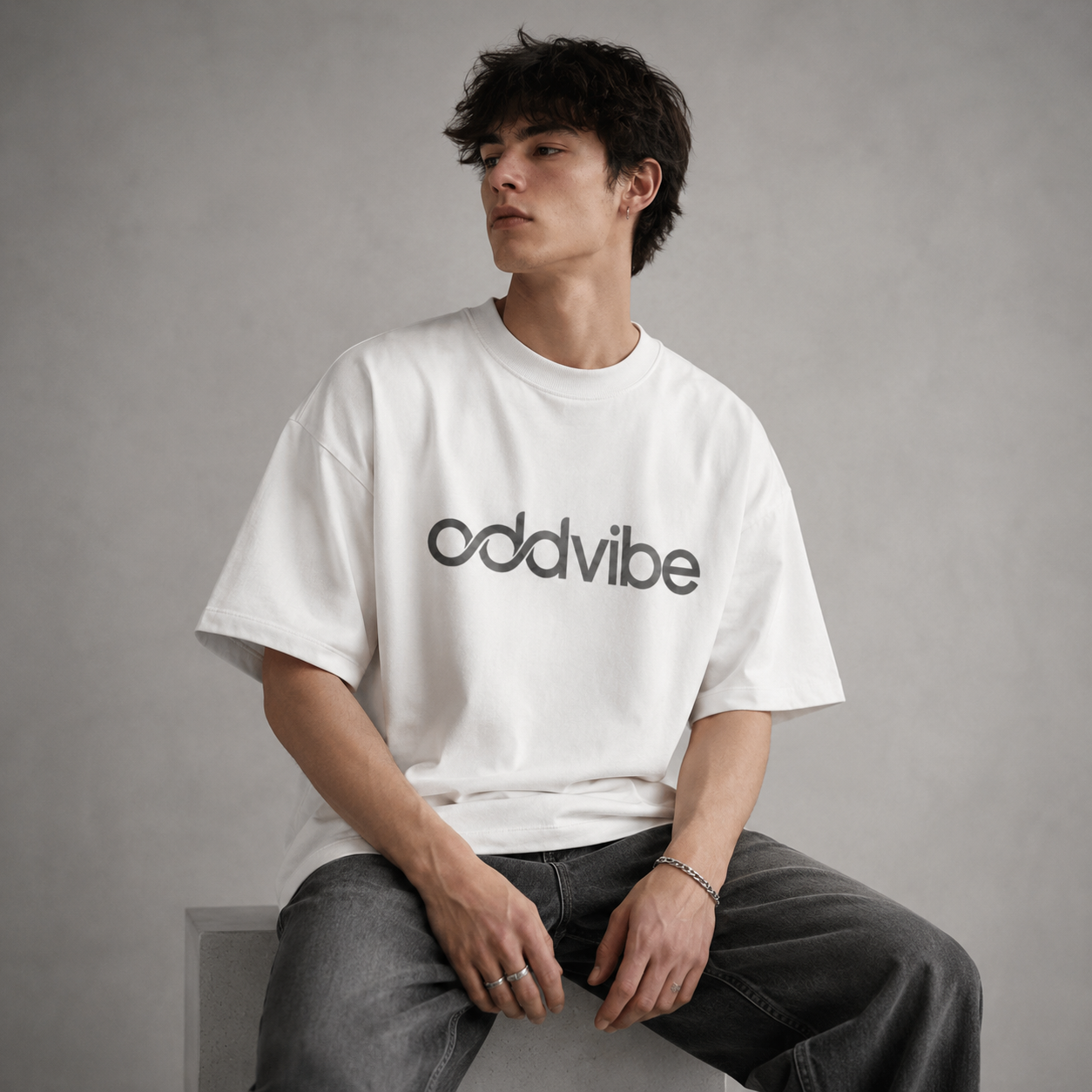 ODDVIBE Official logo Heavyweight Cotton Oversized T-Shirt